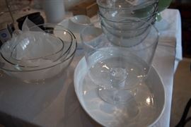 Crate and Barrel Miranda Trifle Bowl, Set of 3 Wave Glass Bowls