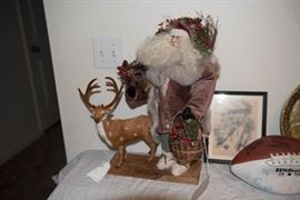 Santa With Reindeer Made With Real Fur