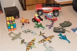 Vintage Cast Metal Airplanes, Rubiks Cubes
