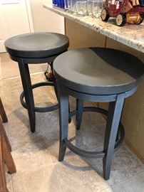 30" Grey/Blue Swivel Bar Stools
