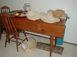 hand made drop leaf long dining table