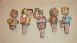 old mechanical figural bottle stoppers