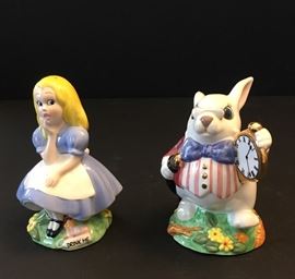 Alice and White Rabbit salt and pepper shakers