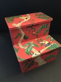Hand painted step stool with storage