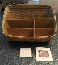 Longaberger Desk Top basket with separator and liner