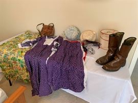 Vintage dresses, hats, purse, and boots https://ctbids.com/#!/description/share/132036