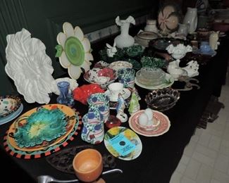there are TABLES of items to choose from including Jan Pugh (about 50 pieces), milk-glass, Fenton, Indian items, baskets, cast-iron...