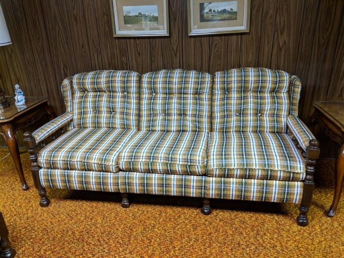 $125   Plaid sofa, part of 3 piece set