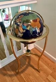 Inlaid Gemstone Floor Globe