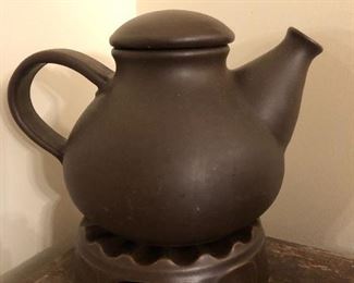 Signed West Germany. Ceramic pot with warming base
