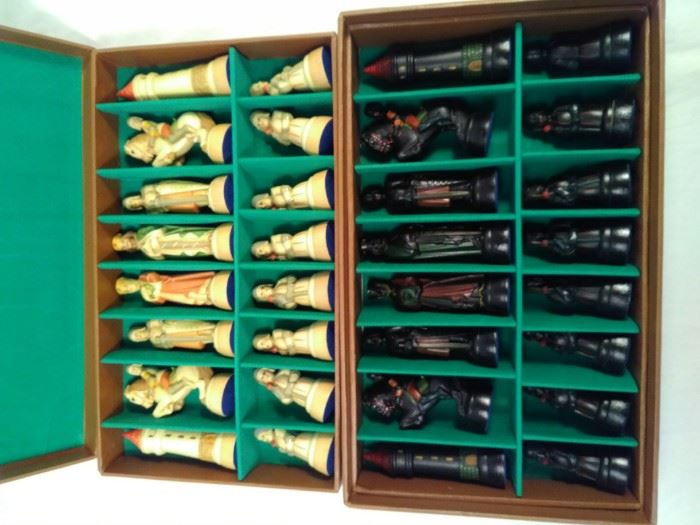 Anri antique chess set with case. Made in Italy