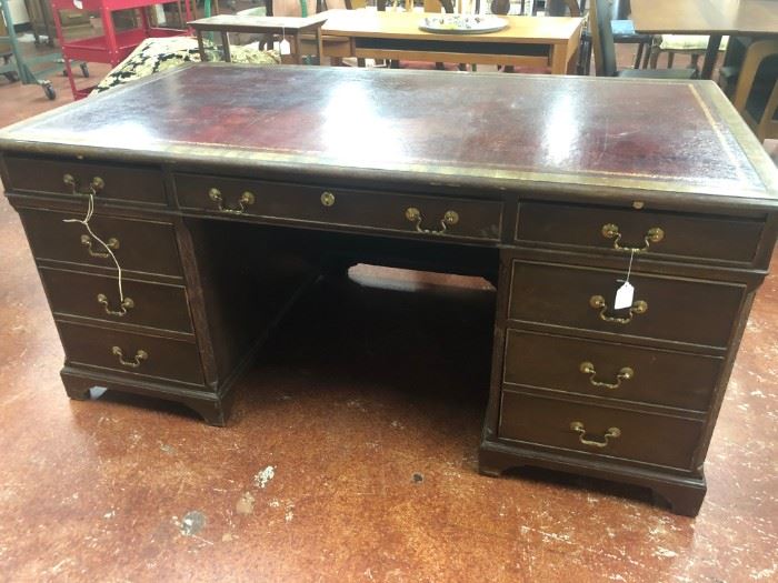 Large leather top desk