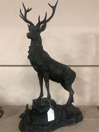 Metal Elk sculpture signed L. Carvin