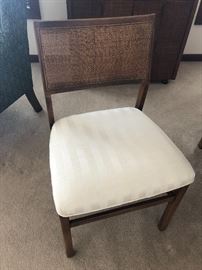 4 cane backed padded chairs, 2 arm chairs
