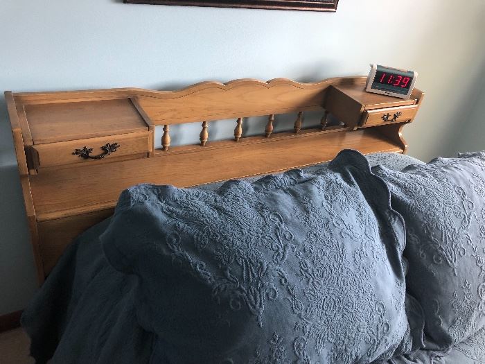 Wooden full size headboard with storage