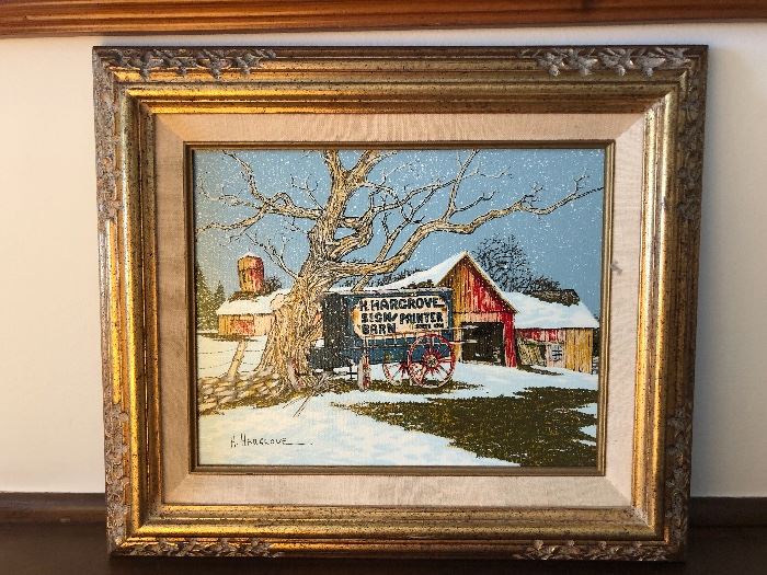 HARGROVE Sign Painter/Barn signed oil