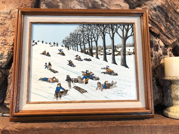 HARGROVE sledding oil painting