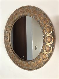 Round ornate mirror, approx. 24"