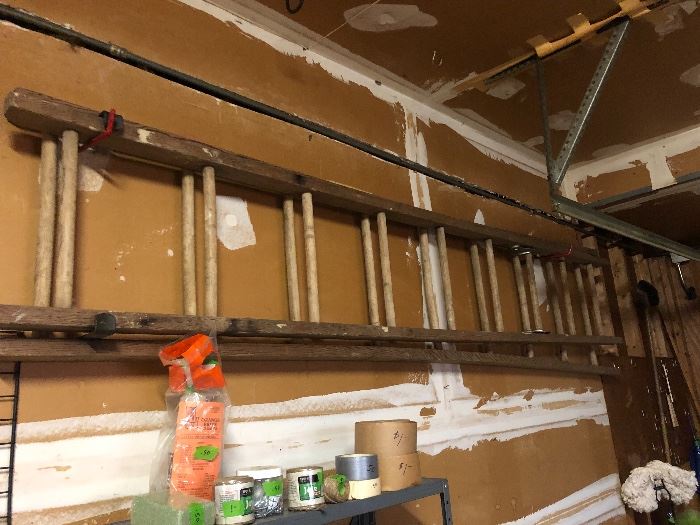 wooden extension ladder