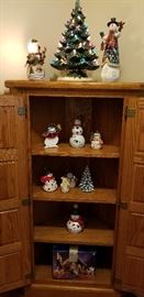 CORNER CABINET   --  LIGHTED CERAMIC TREE  --  LIGHTED SNOWMAN  --   MORE