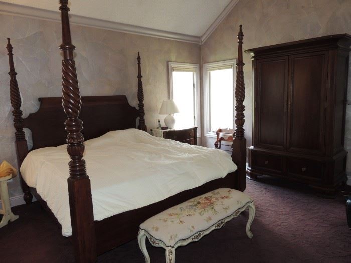 Martha Stewart Signature by Bernhardt king bed with tempur-pedic mattress, armoire
