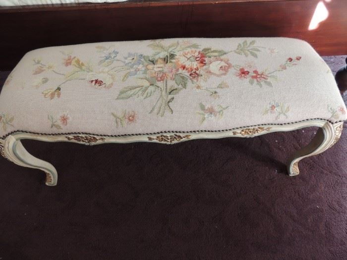 vintage French Provincial needlpoint bench