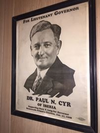 Dr. Paul Cyr was Lieutenant Governor under Huey Long--He became a strong anti-Long follower.  We have paper ephemera from his estate. 