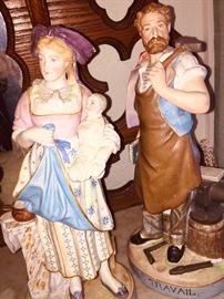 Several early German and French porcelain figurines