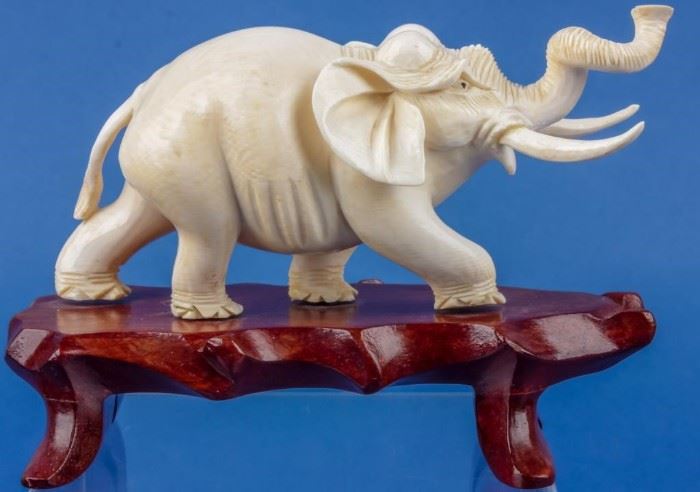Lot 211 - Pre – Ban Ivory Elephant Sculpture