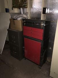 Tool box - double stack on wheels; 2 drawer file cabinet