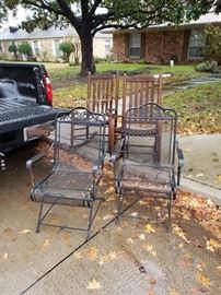 Vintage rockers and iron chairs