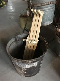 Vintage metal bucket and accordion wall  rack