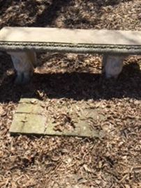 Cement Lion Bench