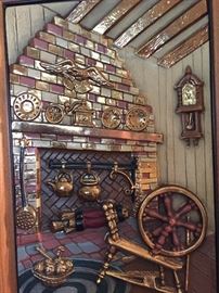 Turner Wall Accessory Fireplace, Spinning Wheel