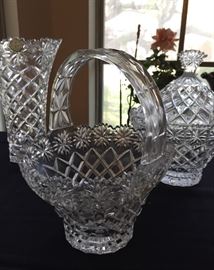 Crystal Clear Crystal Bowl, Basket Poland, Vase