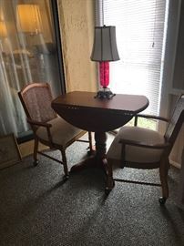 Drop leaf table and two chairs - Another piece of Cranberry glass - this one to light up your life!