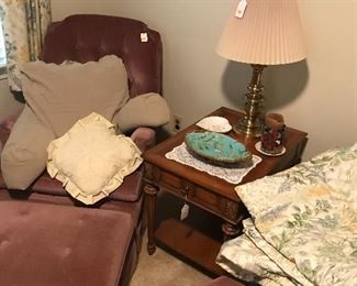 Pair of matching chairs and ottomans great for the dorm or cottage!