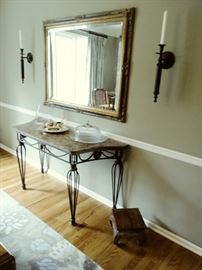 marble top wall table and mirror