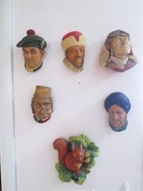"Bossons" Chalkware Heads, Wall-Mounted