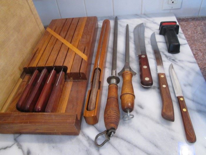 Variety of Knives & Sharpeners, Case XX Knife in Holder