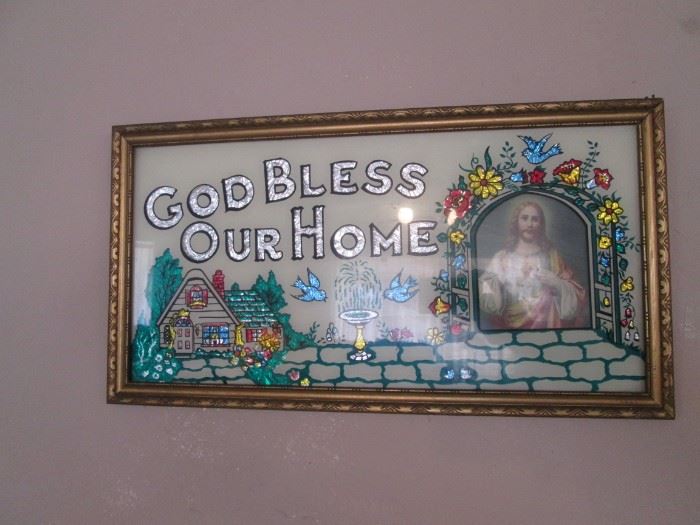 Vintage "Tinsel Foil" Reverse Painting