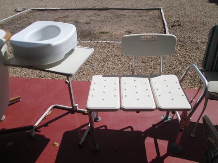 Bath Chair, Commode & Bedside Tray