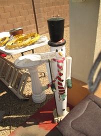 Birdbath & Santa Figure who wants Snow!