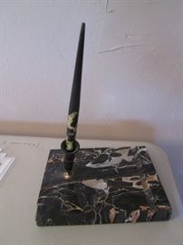Older Marble Quill Pen in Holder. We have a Matching Accent Table, both sold separately!