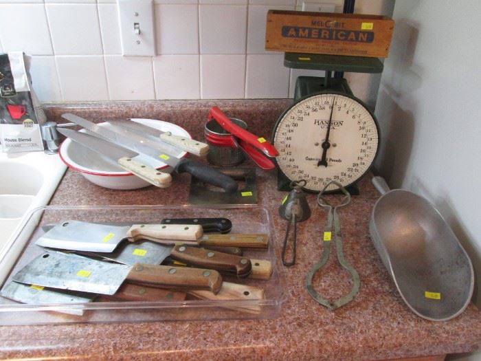 Lots of Cleavers + Great Older Kitchen Items