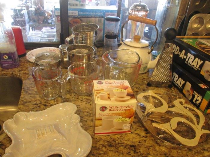 Assorted Pyrex and Other Kitchen Tools