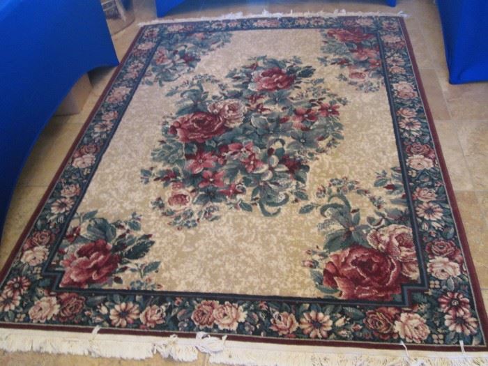Area Rug, Floral Motif, 5'5" X 7'10"; Has Matching Runner