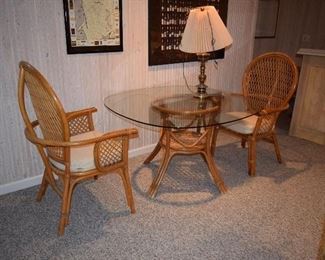 Cane Base Table & Chairs