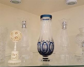 Waterford and beautiful blue trimmed vase