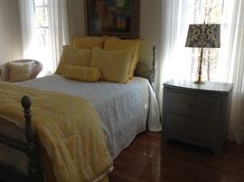 Silver painted poster bed & nightstand